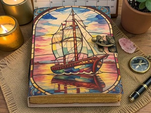 Herb Heritage <b>Sailing</b> Ship Leather Journal Pirate Notebook Vintage Captain Log <b>Book</b> Deckle Edge Paper Diary 200 Sheets Gift - Product Image 1