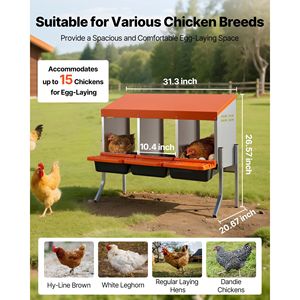 Nidi per Galline in Plastica ad Alta Resistenza, 3 Scomparti, Facile Raccolta delle Uova, Gambe di Supporto in Acciaio Zincato, Incubatrici per Uova - Product Image 5