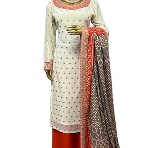 Collection de robes de soirée et de soirée trois pièces à la mode asiatique Modal et soie All-Over Stone & Diamond Work Special Discounted - Product Image 1