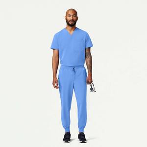Uniformes médicos personalizados al por mayor con logotipo OEM ODM para hombre, conjunto de uniforme quirúrgico transpirable de tela de lana con spandex/poliéster para hombre - Product Image 1