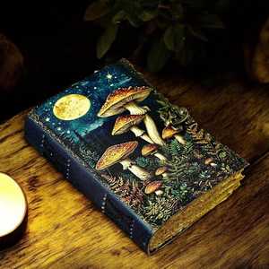 สมุดบันทึกปกหนังลายเห็ด กระดาษขอบดิบ ปรับแต่งได้ สมุดจดคำสั่งมนต์ - Product Image 3