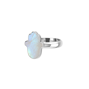 Bague en argent sterling 925 sertie de pierres de lune arc-en-ciel, forme Ahimsa, design classique, unisexe, pour les occasions de mariage et de fête - Product Image 4