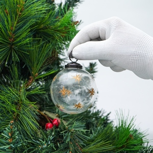 Wholesale Golden <b>Star</b> Christmas Ornament Transparent Round <b>Hanging</b> Bauble Minimal Tree Decoration - Product Image 3