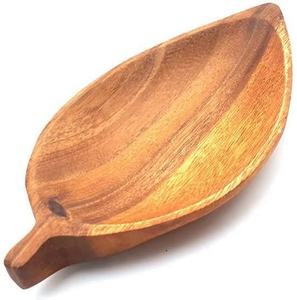 Bandeja de Madera Maciza de Acacia con Forma de Hoja, Versátil para Todo Tipo de Regalos Navideños - Product Image 1