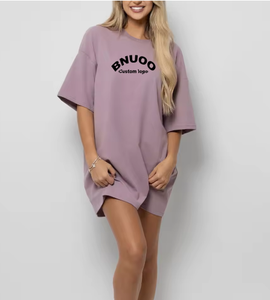 Vestido Camiseta Informal de Alta Calidad para Mujer, Venta al por Mayor, Estampado o Liso, Vestido Camiseta Largo de Verano para Mujer - Product Image 1