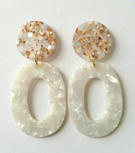 Epoxy <b>Resin</b> With Gold Foil Earring For Party Event Festive Women Trending Party Statement Jewelry Acrylic Lucite Dangle Earring - Product Image 4