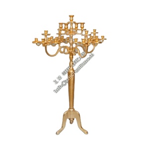 Handmade Creative Gold Metal Candelabra <b>Candlestick</b> <b>Holder</b> and Floor Decorative Centerpiece for Christmas and Weddings - Product Image 1
