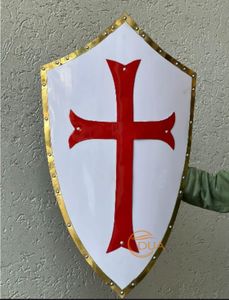 Escudo Cruzado Medieval, Cruz Roja Blanca con Adornos Dorados, Construcción de Hierro Pulido, Decoración de Pared para Navidad, Halloween, Acción de Gracias - Product Image 5