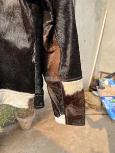 Custom Cowhide Denim <b>Leather</b> <b>Jacket</b> for <b>Mens</b> Hair on Hide Cow Boy Personalized Trucker <b>Leather</b> <b>Jackets</b> - Product Image 5