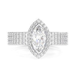 Anillo de Aniversario RITZIN con Diamante Cultivado en Laboratorio de Corte Marquise de 1.00CT, Halo con Detalles, Elegante y Robusto para Mujer - Product Image 6