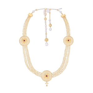 Ensemble de bijoux raffinés, magnifique collier double en pierre Pota et perles - Product Image 2