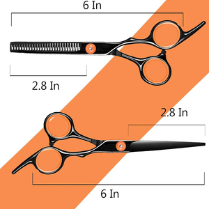 Kit de ciseaux de coiffure professionnels en acier inoxydable à haute teneur en carbone, pour droitiers, 28 dents, manche moyen, légers - Product Image 3
