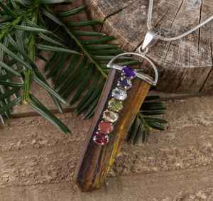 Colgante de ojo de tigre con 7 chakras para decoración del hogar, regalo y manualidades, precios al por mayor - Product Image 2