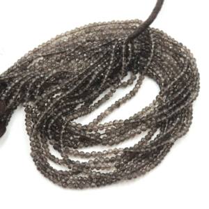 Cuentas Facetadas Redondas/Rondelle de Cuarzo Ahumado Natural Marrón AAA de Alta Calidad, Perforadas en el Centro, de 3-4 mm, 13 Pulgadas, para la Fabricación de Joyas - Product Image 2