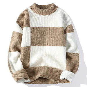 Pull en tricot à carreaux pour homme, manches régulières, style automne, 100% acrylique, manches longues - Product Image 5