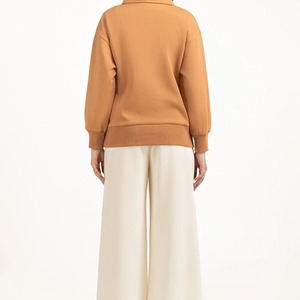 Pull en molleton de coton tricoté pour femme, couleur unie, col à capuche, décontracté, pour l'hiver, anti-plis, imprimé dessin animé - Product Image 2