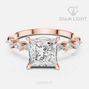 Bague de fiançailles en or blanc 14 carats avec diamant de laboratoire taille princesse 1,77 carat, bague de fiançailles et d'anniversaire pour cadeau, certifiée IGI - Product Image 5