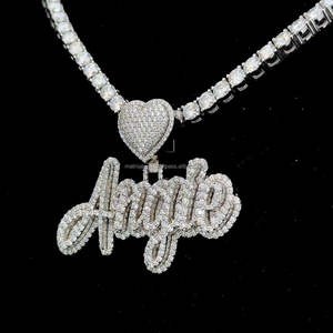 Elegante colgante de diamante chapado en oro para mujer con cadena de tenis a juego de 3mm en plata de ley con joyería de diamantes VVS moissanite - Product Image 3