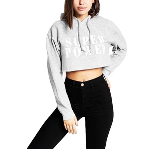 <b>Women's</b> Grey Athletic Hoodie Sweatshirt Printed 100% Cotton French Terry Fabric Quick Dry Breathable Drawstring Waist Front - Product Image 1