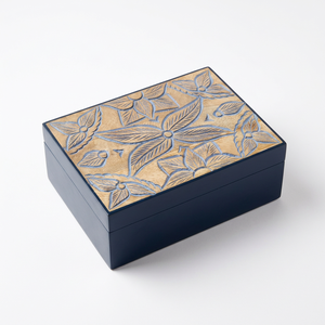 Handmade Wholesale Custom OEM ODM Handcrafted <b>Carved</b> <b>Wood</b> <b>Box</b> Botanical Leaf Motif Tabletop Organizer DECORYUG - Product Image 2