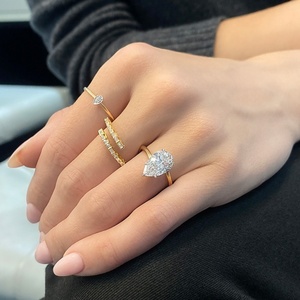 Anillo de compromiso con diamante cultivado en laboratorio de corte pera de 2.75 CT, certificado por IGI, anillo solitario de oro amarillo de 18K, anillo de boda - Product Image 2