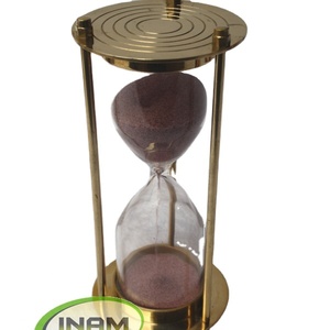 Handmade Unique Designer Brass Nautical Sand <strong>Timer</strong> Wedding Occasion Hourglass with Stainless Steel Sand Clock - Product Image 1