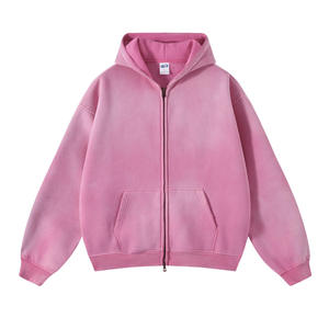 Sudadera con capucha personalizada con logo, de forro polar grueso, estilo urbano, lavado ácido, vintage, para mujer, con cremallera - Product Image 1