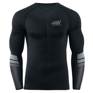 Camiseta de compresión para hombre con costuras reforzadas y duraderas para entrenamiento de artes marciales mixtas, ropa deportiva de grado profesional. - Product Image 1