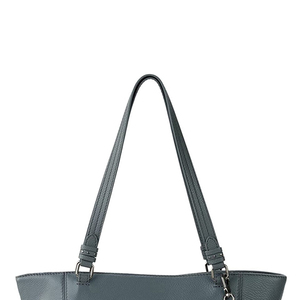 Modern Gray Leather <b>Tote</b> <b>Bag</b> With Front Pocket And Charm Keychain Handles Eco Friendly Woven Design OEM Supplier - Product Image 3
