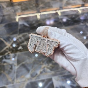 Rose Gold Plated Hip Hop Style Letter Moissanite Iced Out Name Charm Emerald Cut Claw Set Party Jewelry <b>Gift</b> - Product Image 2