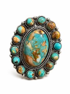 Western Cluster Statement <b>Ring</b> Style Cowgirl <b>Ring</b> Silver <b>Adjustable</b> Band Jewelry for Women - Product Image 2