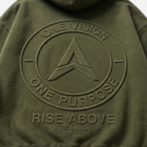 Sudadera con Capucha para Hombre, Color Verde Oliva, Tejido Grueso Lavado, Estilo Oversize, Logotipo Grabado, Ropa Urbana, OEM ODM - Product Image 5