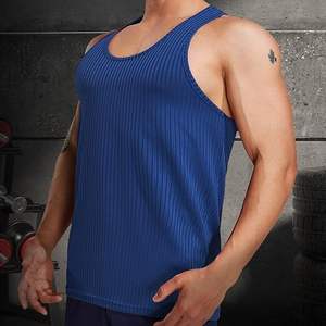 Débardeurs et gilets de sport respirants et côtelés pour hommes, idéaux pour la musculation et le fitness - 100 % polyester, en stock - Product Image 2