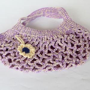 Bolso de Playa de Ganchillo Morado, Estilo Bohemio, con Asa Suave y Parte Superior Abierta, Bolso de Mano para Mujer - Product Image 4