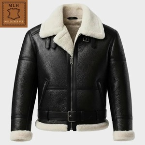 Veste aviateur en peau de mouton véritable faite à la main, style B3 Bomber - Product Image 2