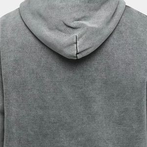 เสื้อฮู้ดดี้ผู้ชายแบบวินเทจฟอกสี ผ้าฝ้ายเฟรนช์เทอร์รี่ 100% คุณภาพสูง ทรงพูลโอเวอร์  สำหรับผู้ชาย - Product Image 4