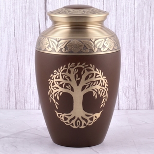 Urna Funeraria de Latón con Árbol de la Vida Azul y Plateado, Acabado Mate, para Cenizas Humanas, Recuerdo Funerario y Entierro - Product Image 6