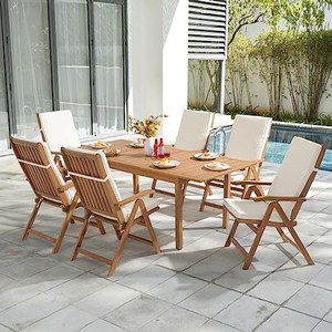 Mango Wood <b>Foldable</b> Picnic <b>Table</b> Set with 6 <b>Chairs</b> | Wholesale Outdoor Furniture - Product Image 1