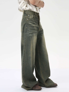 Pantalones Vaqueros de Mezclilla Lavada Estilo Vintage para Hombre, Modelo Fashion Pencil Whiskers - Product Image 3