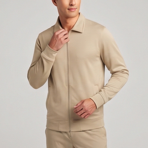 Manufacture Training Fleece Jacket Men Turn Down Collar Track <b>Zipper</b> Jackets Men's 100% Polyester Sports Training Jackets Men - Product Image 2