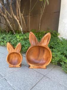 Bols en bois d'acacia/mangue de luxe en forme de lapin, écologiques, durables, article cadeau haut de gamme pour mariage, fête de pendaison de crémaillère, vaisselle de service - Product Image 6