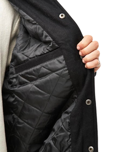 Chaquetas de béisbol de lana personalizables con rayas en los hombros, chaqueta universitaria para hombre, talla grande, abrigo de invierno con botones. - Product Image 3