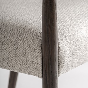 Elegante Silla de Comedor Nórdica con Asiento Tapizado en Bouclé, Estructura de Madera Maciza, Silla de Diseño Moderno para el Hogar - Product Image 6