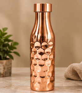Premium Eco-Friendly Hammered Copper Water Bottle 900ml Leak Proof Pebble Texture with Screw Cap Brown Kraft <b>Gift</b> <b>Box</b> - Product Image 1