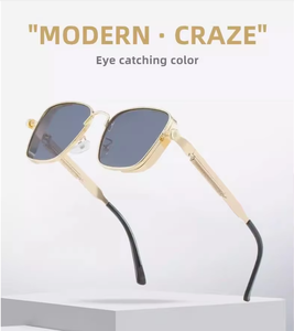 High Quality Steampunk <b>Sunglasses</b> UV400 Luxury Square Gradient Color Double Beam Large Metal Frame Brand Design Punk <b>Sunglasses</b> - Product Image 2