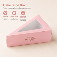 Boîte à gâteau triangulaire rose jetable, portable, personnalisée, en carton recyclable avec dorure mate