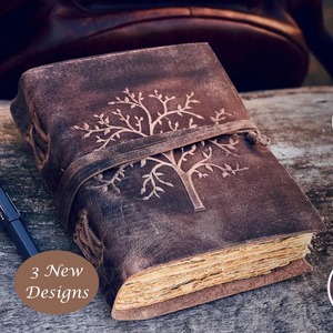 Sacred Tree Vintage Leather DiaryHandmade Rustic Notebook with Deckle Edge Paper handmade leather journal - Product Image 2