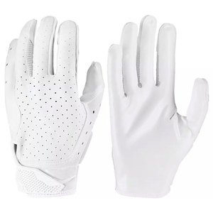 American Football Gloves Leather Full Finger Durable Non-Slip with Adjustable <b>Hook</b> & Loop Closure for Daily Practice and <b>Game</b> - Product Image 1