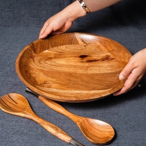 Bol à salade en bois d'acacia fait main, design minimaliste, finition naturelle, non revêtu, écologique, résistant à la chaleur, durable pour la maison - Product Image 6