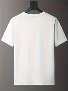 T-shirt blanc surdimensionné pour homme, imprimé dessin animé, manches courtes, col rond, décontracté, tricoté, 100% coton respirant, motif avant - Product Image 2